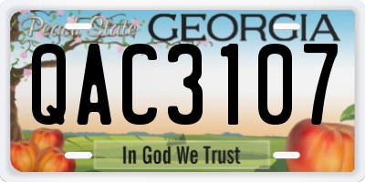GA license plate QAC3107