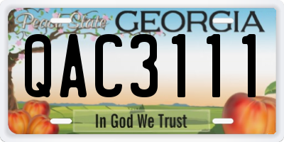 GA license plate QAC3111
