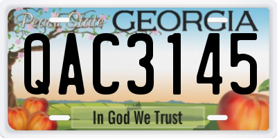 GA license plate QAC3145