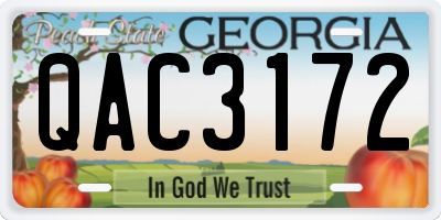 GA license plate QAC3172
