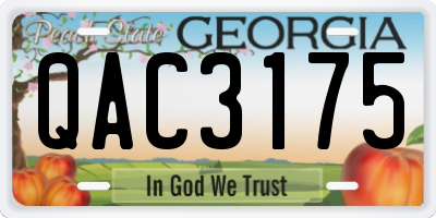 GA license plate QAC3175