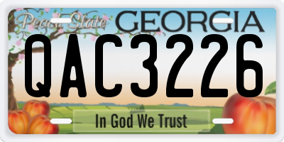 GA license plate QAC3226
