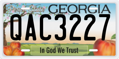 GA license plate QAC3227