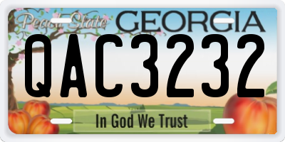 GA license plate QAC3232