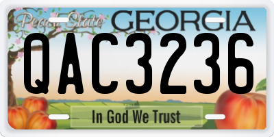 GA license plate QAC3236