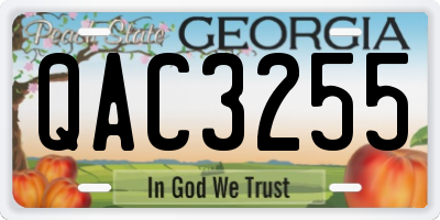 GA license plate QAC3255