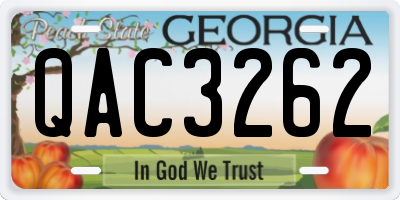 GA license plate QAC3262
