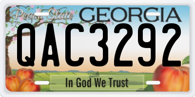GA license plate QAC3292