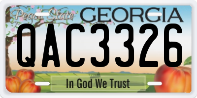 GA license plate QAC3326