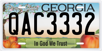 GA license plate QAC3332