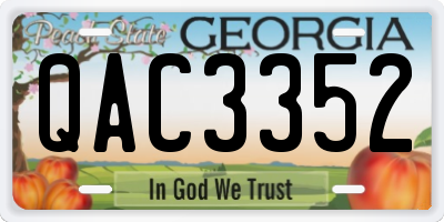 GA license plate QAC3352