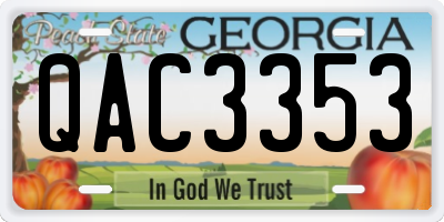GA license plate QAC3353