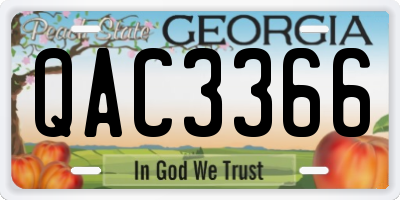 GA license plate QAC3366