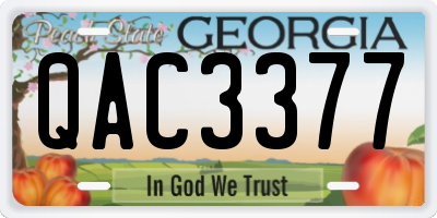 GA license plate QAC3377