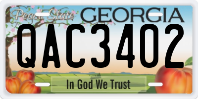 GA license plate QAC3402