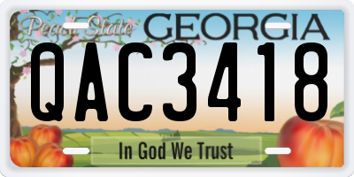 GA license plate QAC3418