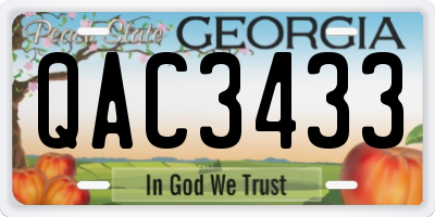 GA license plate QAC3433