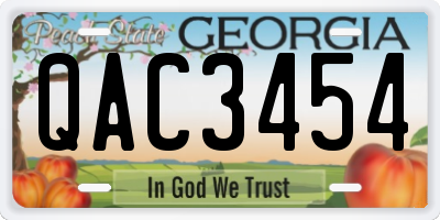 GA license plate QAC3454