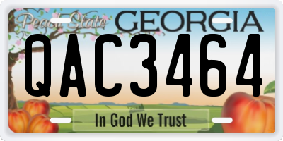 GA license plate QAC3464