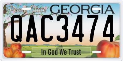 GA license plate QAC3474