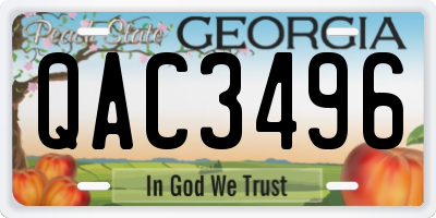 GA license plate QAC3496