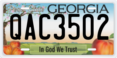 GA license plate QAC3502