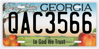 GA license plate QAC3566