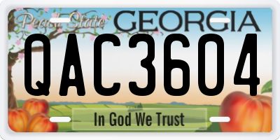 GA license plate QAC3604