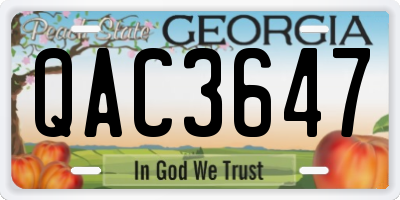 GA license plate QAC3647
