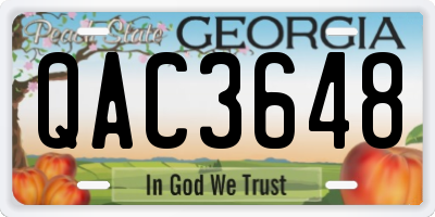 GA license plate QAC3648