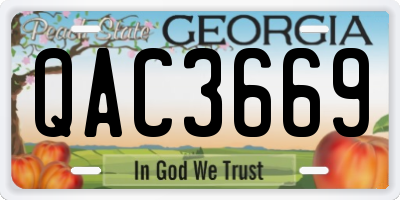 GA license plate QAC3669