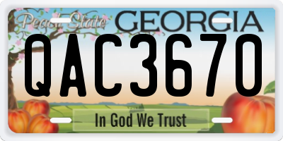 GA license plate QAC3670