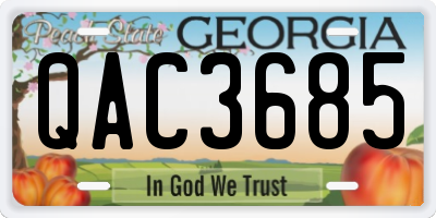 GA license plate QAC3685