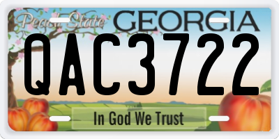 GA license plate QAC3722
