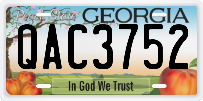 GA license plate QAC3752