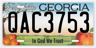 GA license plate QAC3753