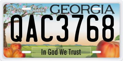 GA license plate QAC3768