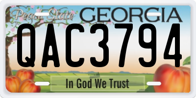 GA license plate QAC3794