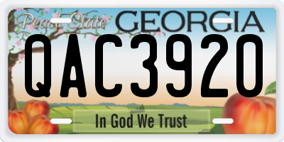 GA license plate QAC3920