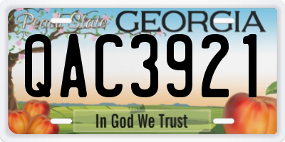 GA license plate QAC3921
