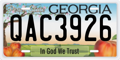 GA license plate QAC3926