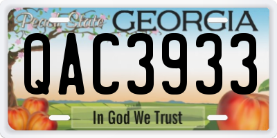 GA license plate QAC3933