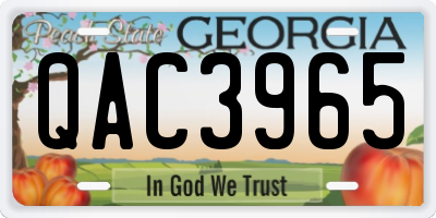 GA license plate QAC3965