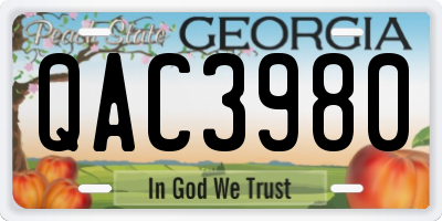GA license plate QAC3980