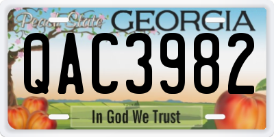GA license plate QAC3982