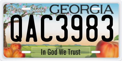 GA license plate QAC3983