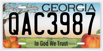 GA license plate QAC3987