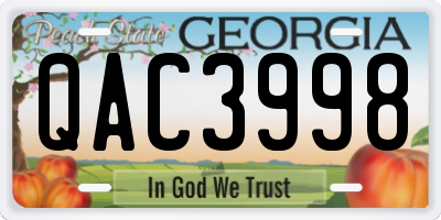 GA license plate QAC3998