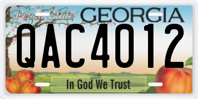 GA license plate QAC4012