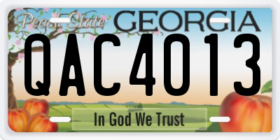 GA license plate QAC4013